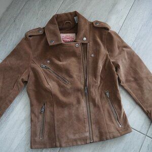 Levi’s Women’s Faux Suede Moto Jacket – Brown – Biker Style